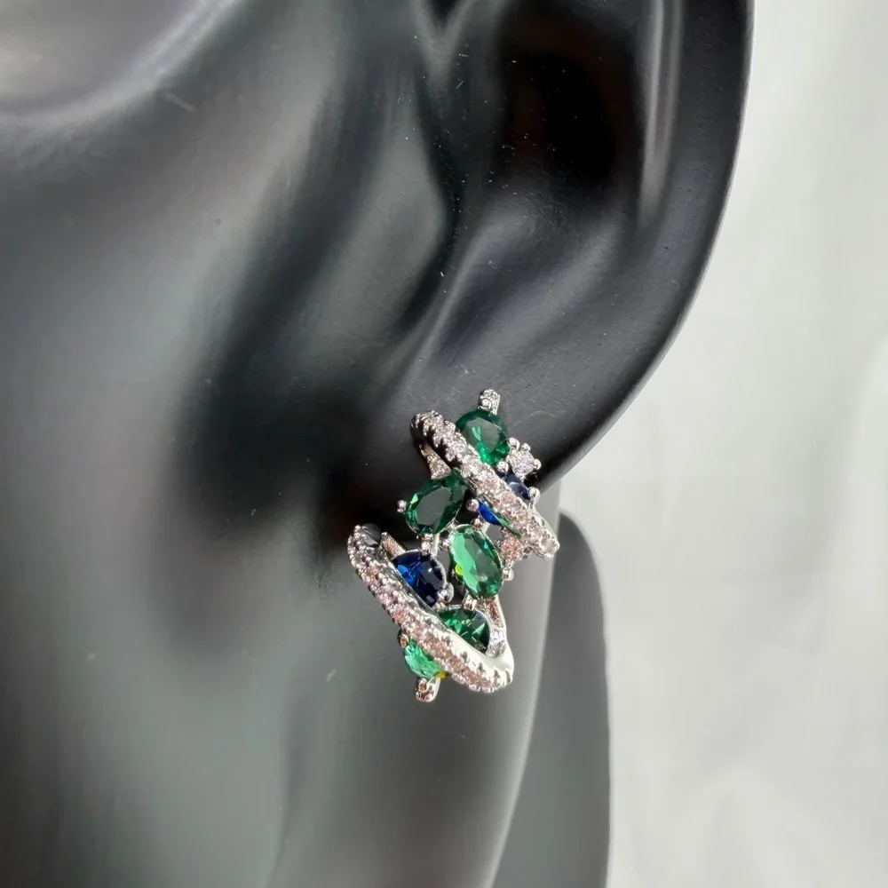 Anthropologie Crystal Swirl Drop Earrings | Elegant Evening Look - Picture 3 of 13